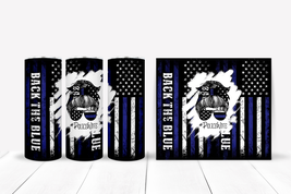Back the Blue Police Wife 20oz Stainless Steel Skinny Tumbler - £18.76 GBP