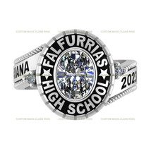 Custom Oval Birthstone Silver 925 High School Class Ring for Her Rope Collection - £89.66 GBP
