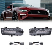 Front LED Cool White DRL Fog Light Switchback Assemblies for 18-21 Ford Mustang - £377.71 GBP
