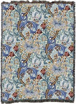 82 X 62 William Morris Golden Lily Blue Blanket Xl - Arts And, Made In The Usa. - £91.58 GBP