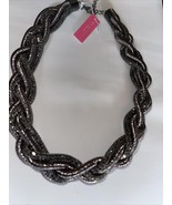 Christian Siriano Braided Rope Black Pewter Crystal Choker Statement Nec... - $1,608.20 MXN