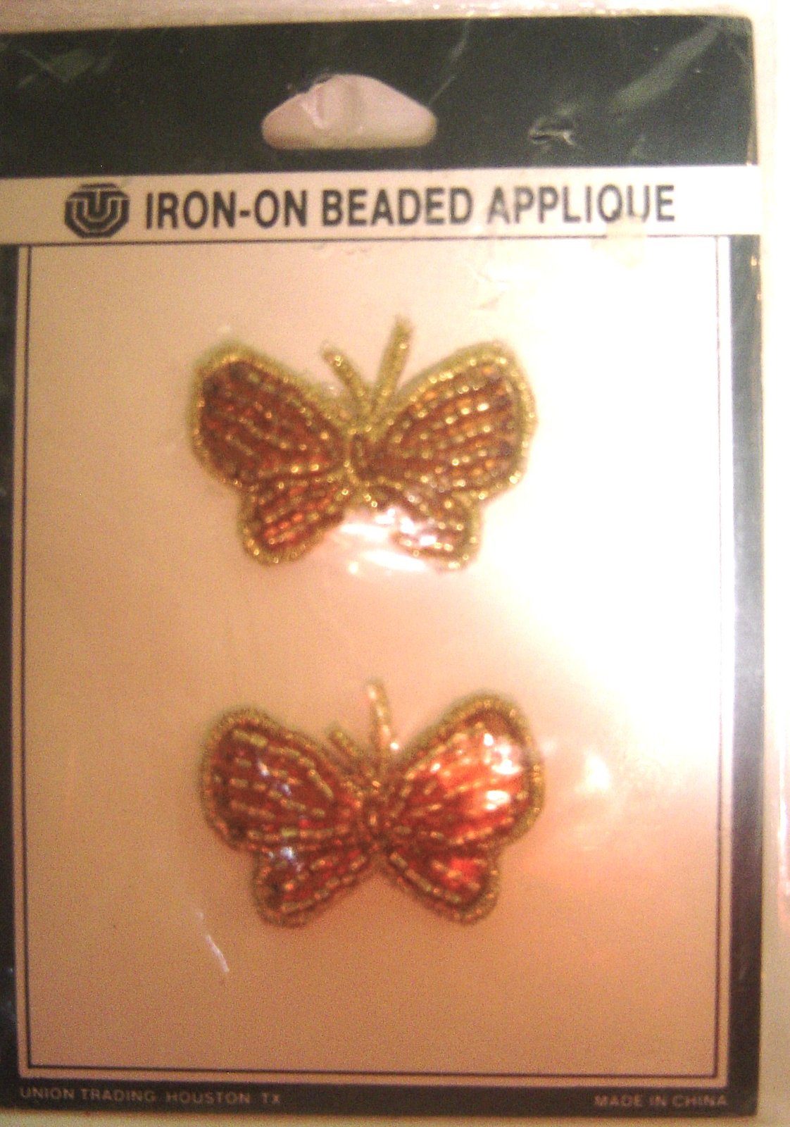 Primary image for Vintage Gold Butterflies Sequin Applique Sew-On Sequined Patch Set  NIP 