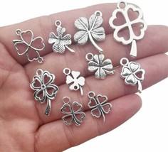 10 Shamrock Charms Clover Charms Assorted Charms 4 Leaf Clover Charms Good Luck - £4.46 GBP
