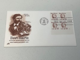 1987 US First Day Cover  Block of 4 #2196 Bret Harte $5 Stamps Art Craft Cachet - £6.90 GBP