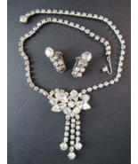 VINTAGE EARINGS &amp; NECKLACE set costume rhinestone jewelry ESTATE SALE! - $875.64 MXN