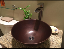 14&quot; Rustic Round Copper Bathroom Sink Daisy Drain Included - £141.50 GBP