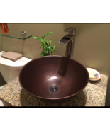 14&quot; Rustic Round Copper Bathroom Sink Daisy Drain Included - £141.21 GBP