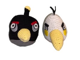handmade crochet angry birds plush matilda and bomb 8” Set - £19.77 GBP