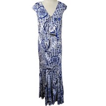 Blue V Neck Maxi Dress Size Large - £19.33 GBP