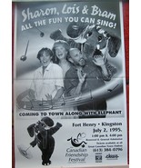 Sharon Lois &amp; Bram 1995 Concert Poster Kingston Fort Henry Canadian 17*1... - $41.04 CAD