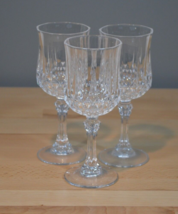 3 Cristal D&#39;Arques-Durand Small Wine Longchamp wine stems Glasses 6.5&quot; - $18.99
