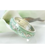 Diamonique Sterling Silver Turquoise Green Blue Enamel Eternity Band Rin... - £35.59 GBP