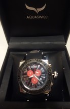 AQUASWISS Chronograph SWISSport Swiss Watch silver black red New - £215.50 GBP