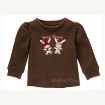 NWT GYMBOREE Cute Pink Brown Girl Snow Angels Bunny T-Shirt Tee Long The... - $19.99