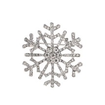 NIP Silver Crystal Rhinestone Snowflake Brooch Pin 1 1/2&quot; - £6.98 GBP