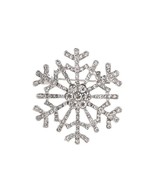 NIP Silver Crystal Rhinestone Snowflake Brooch Pin 1 1/2&quot; - £7.11 GBP