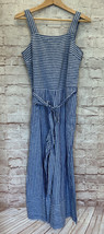 Beach Lunch Lounge Womens XS TALIA Linen Blend Cropped Jumpsuit Blue Str... - $46.40