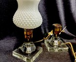2 Antique 1920s Stack Glass Lamps 5” French Cut Crystal Tested NO SHADES - $58.41