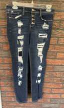 Mid Rise Relaxed Skinny Stretch Jeans Size 7 Blue Denim Jegging Destroye... - £4.54 GBP