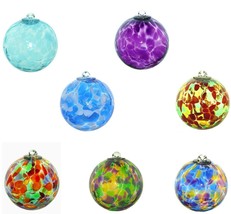 New Mouth-Blown Mottled Art Glass Friendship Ball Heart Ornament 4 or 5 ... - $23.47+