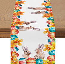 Easter Table Runner Bunny Eggs Decoration for Home Party (13x72 inch) - £12.05 GBP