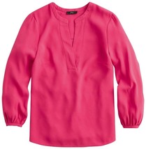NWT Womens Size XS J. Crew Bright Rose Open V-Neck top in 365 Crepe - £27.30 GBP