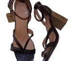 CREVO Kaitlin Block Heel Sandals Trendy Chunky Black Leather Women&#39;s 7.5... - $34.60