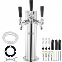 Triple Taps Draft Beer Tower Dispenser, Stainless Steel Keg Beer Tower, ... - $108.77