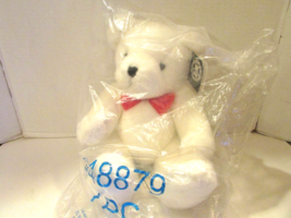 Russ Berrie White Furry Bear with Red Bow Tie Valentine Plush Jointed 16... - $3.75