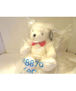 Russ Berrie White Furry Bear with Red Bow Tie Valentine Plush Jointed 16... - $56.67 MXN