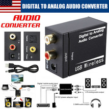 Digital Optical Coaxial to Analog RCA L/R Audio Converter Adapter W/Fiber Cable - £28.65 GBP