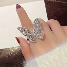 Big Butterfly Open Rings For Women 2021 New Fashion Micro Pave Shinning Zircon S - £7.71 GBP