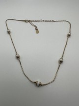 Lauren Conrad Gold White Bead Mid Century Modern Style Chain Necklace 16&quot; - £15.48 GBP