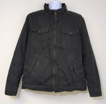 American Eagle Coat Barn Chore Jacket Canvas Black Plaid Lined Men Large Vintage - £30.51 GBP