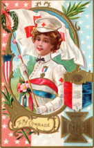 GAR Nurse Civil War Red Cross Grand Army Patriotic Postcard FCL - $18.08