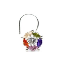 Ethnic Floral Real 925 Silver nose Stud Multi CZ Twisted nose ring - £11.79 GBP