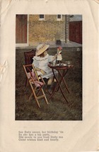 Young Girl Having Birthday Tea With DOLLY?~1909 Postcard - £6.75 GBP