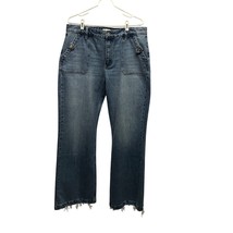 KanCan High Rise Wide Flare Jeans Raw Hem Womens Size 15 31 Light Blue Denim NEW - $62.72