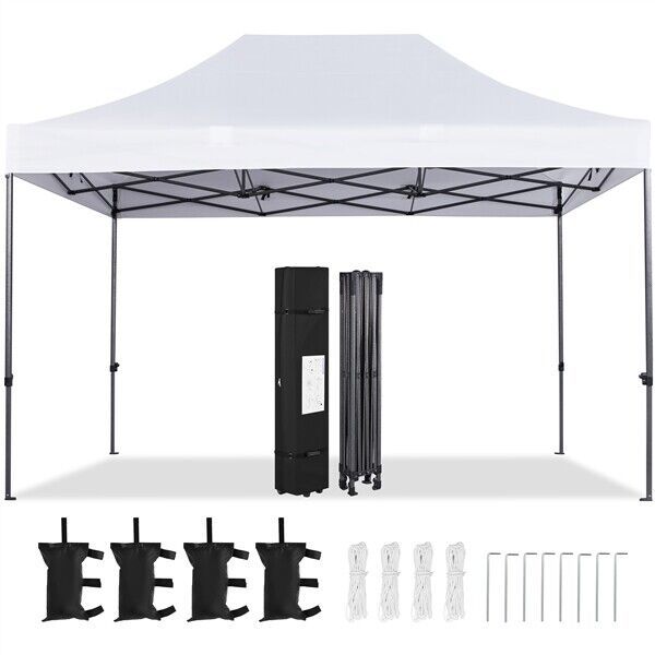 Primary image for Pop Up Canopy 10X15' Heavy Duty Commercial Tent Adjustable Instant Canopy White