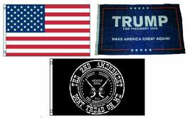 K&#39;s Novelties 3x5 Trump #1 &amp; USA American &amp; 2nd Amendment Wholesale Set Flag 3&#39;x - £21.23 GBP