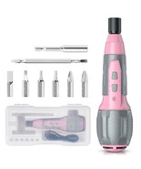 WORKPRO Pink Electric Cordless Screwdriver Set, 4V USB Rechargeable Lith... - $54.99