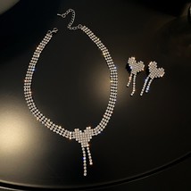 MOGAKU New Design Choker Necklaces for Women Fashion Bling Crystal Earrings Kore - £24.29 GBP