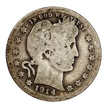 1914-S Silver Barber Quarter 25C (Good, G Condition) Full Rims - $123.46
