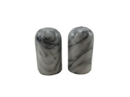 Marble White &amp; Grey Salt &amp; Pepper Shakers Container Onyx Heavy Set  - £6.83 GBP