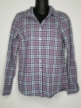 J. CREW Womens Purple Plaid Button Down Perfect Shirt Blouse Top Sz 4 LS... - £12.68 GBP