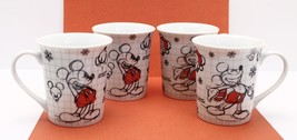 4 Coffee Cups Mugs Disney Mickey Mouse Christmas Sketch New - £32.72 GBP