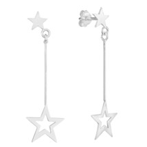 Playful Celestial Shooting Stars Drop Sterling Silver Post Drop Earrings - £11.99 GBP
