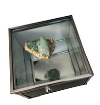 Trinket Box Jeweled Lid Beveled Glass Green 4 x 4 x 2.5&quot; Decorative - $14.84