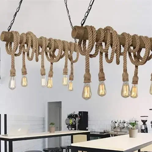 Hemp Rope Pendant Lights Vintage Retro Personality Industrial Hanging Lamp for - £12.13 GBP+