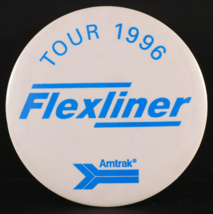 Amtrak Flexliner Train Tour 1996 VTG Pinback Button Pin White Blue 2.5&quot; ... - £13.78 GBP